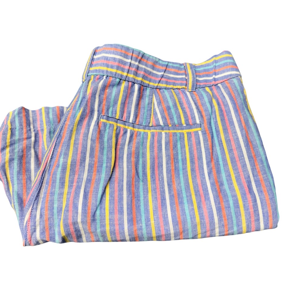 Talbots Shorts Womens 12 (35x5.5) Linen Blend Striped Blue Multi Casual Coastal
